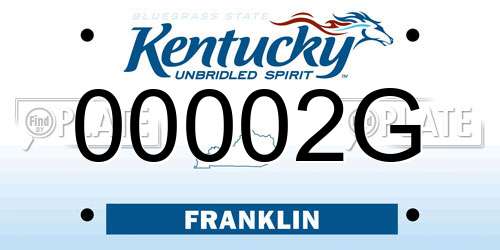 00002G Kentucky License Plate