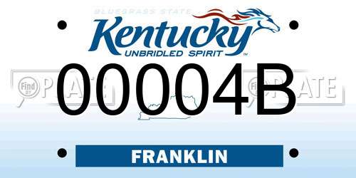 00004B Kentucky License Plate