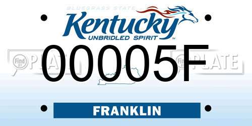 00005F Kentucky License Plate