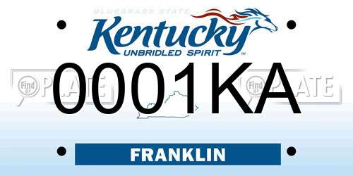 0001KA Kentucky License Plate