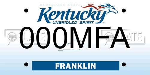 000MFA Kentucky License Plate