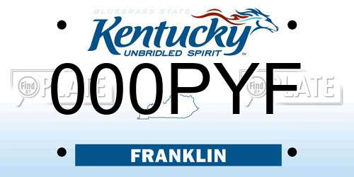 000PYF Kentucky License Plate