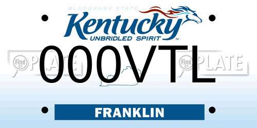 000VTL Kentucky License Plate