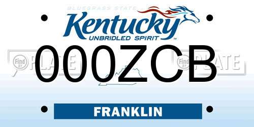 000ZCB Kentucky License Plate