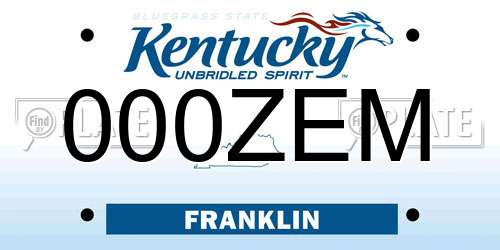 000ZEM Kentucky License Plate