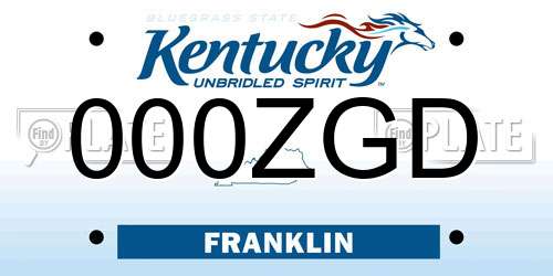 000ZGD Kentucky License Plate