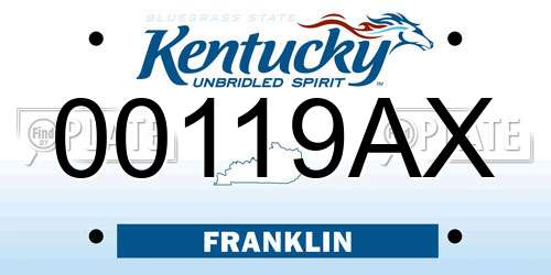 00119AX Kentucky License Plate