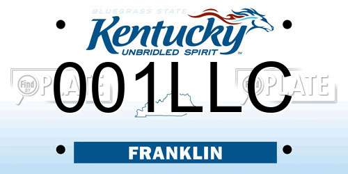 001LLC Kentucky License Plate