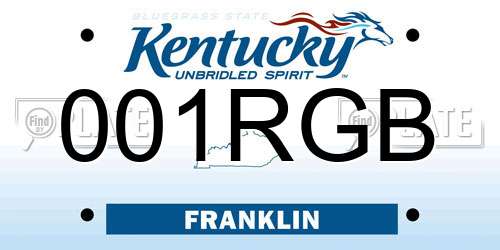 001RGB Kentucky License Plate