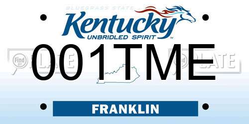 001TME Kentucky License Plate