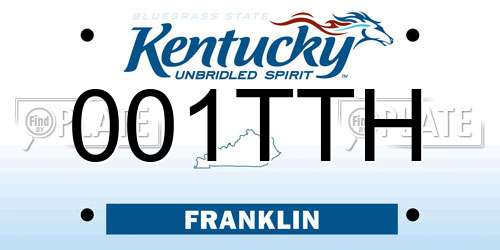 001TTH Kentucky License Plate