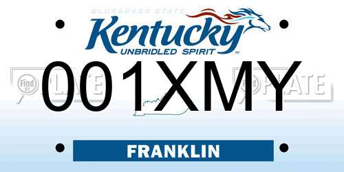 001XMY Kentucky License Plate