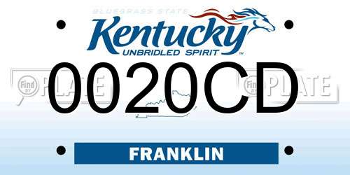 0020CD Kentucky License Plate