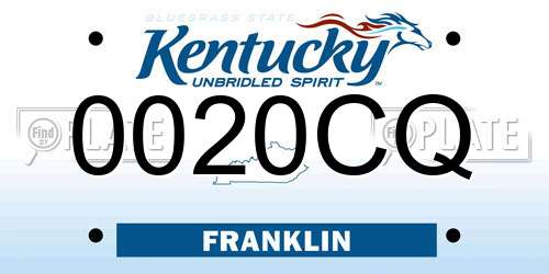 0020CQ Kentucky License Plate