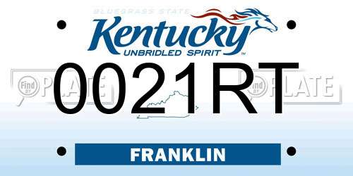 0021RT Kentucky License Plate