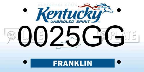 0025GG Kentucky License Plate