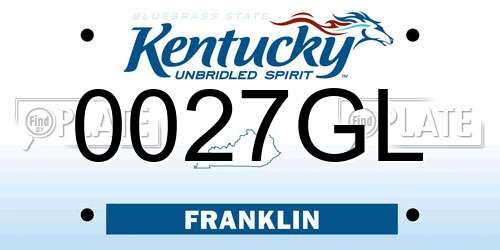 0027GL Kentucky License Plate