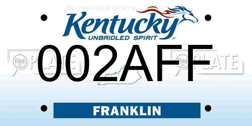 002AFF Kentucky License Plate