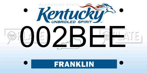 002BEE Kentucky License Plate