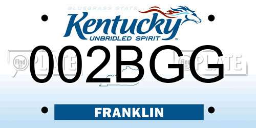 002BGG Kentucky License Plate