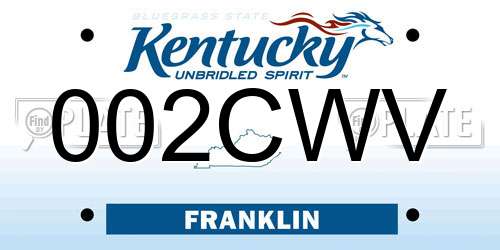 002CWV Kentucky License Plate