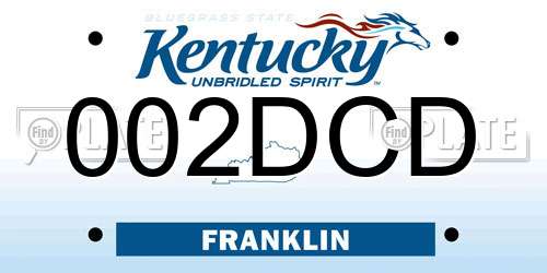 002DCD Kentucky License Plate