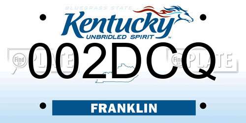 002DCQ Kentucky License Plate