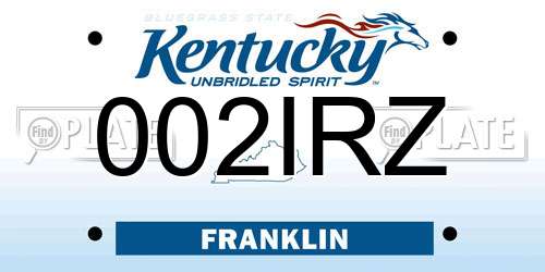 002IRZ Kentucky License Plate