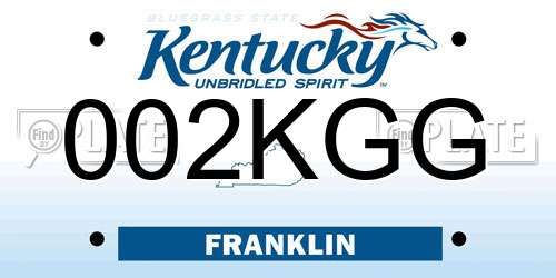 002KGG Kentucky License Plate