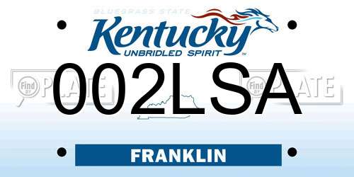 002LSA Kentucky License Plate