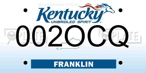 002OCQ Kentucky License Plate