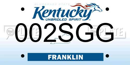002SGG Kentucky License Plate