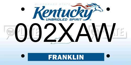 002XAW Kentucky License Plate