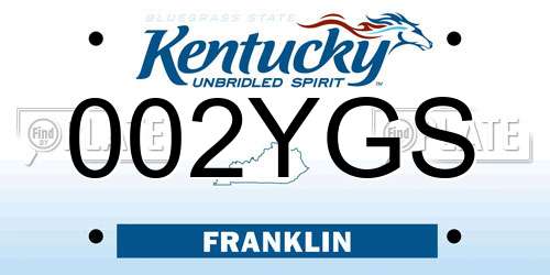 002YGS Kentucky License Plate