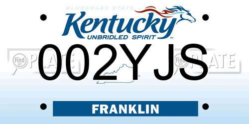 002YJS Kentucky License Plate