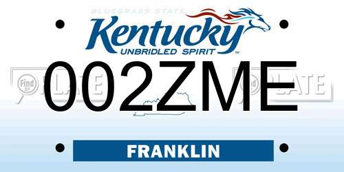 002ZME Kentucky License Plate