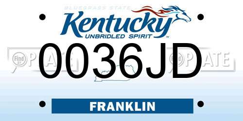 0036JD Kentucky License Plate