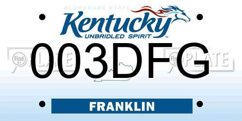 003DFG Kentucky License Plate