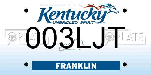 003LJT Kentucky License Plate