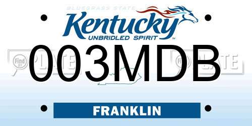 003MDB Kentucky License Plate