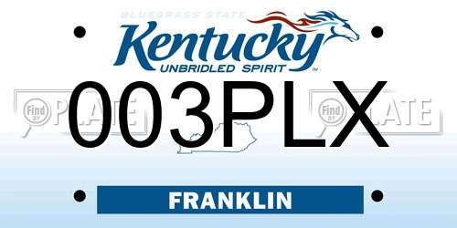 003PLX Kentucky License Plate