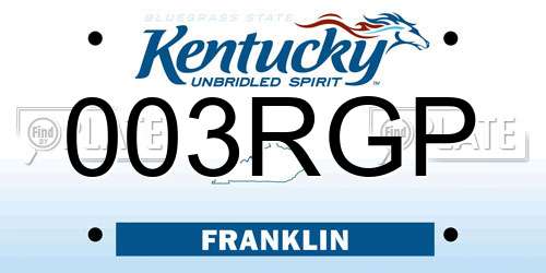 003RGP Kentucky License Plate