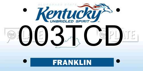 003TCD Kentucky License Plate