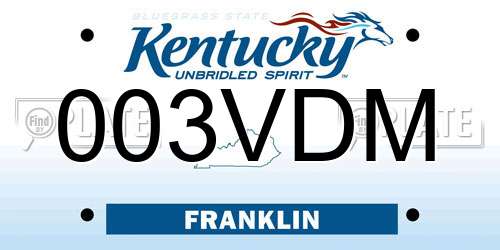 003VDM Kentucky License Plate