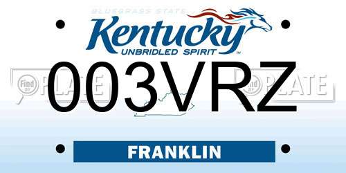 003VRZ Kentucky License Plate