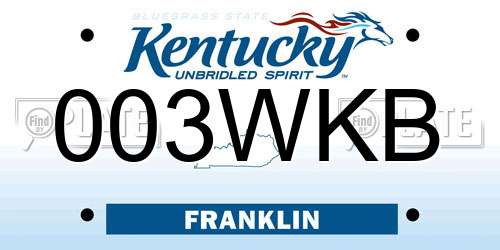 003WKB Kentucky License Plate
