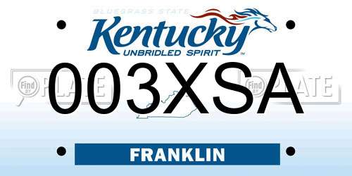 003XSA Kentucky License Plate