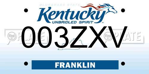 003ZXV Kentucky License Plate