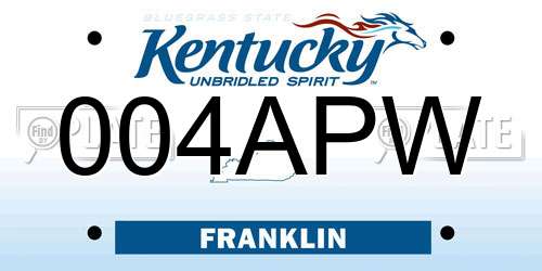 004APW Kentucky License Plate
