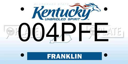 004PFE Kentucky License Plate